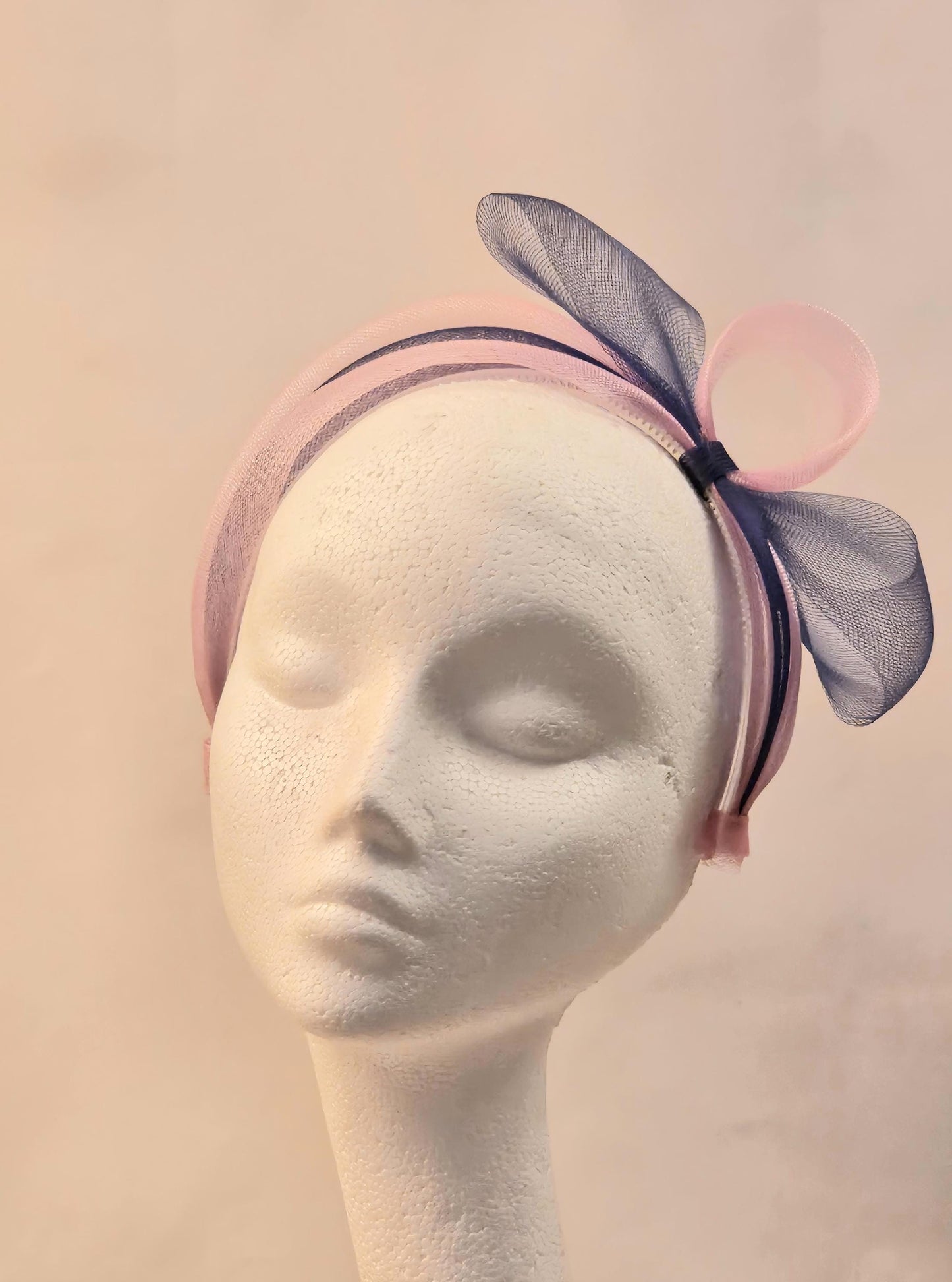 Pink & Blue Bow Fascinator Headband: Wedding, Ascot, Tea Party