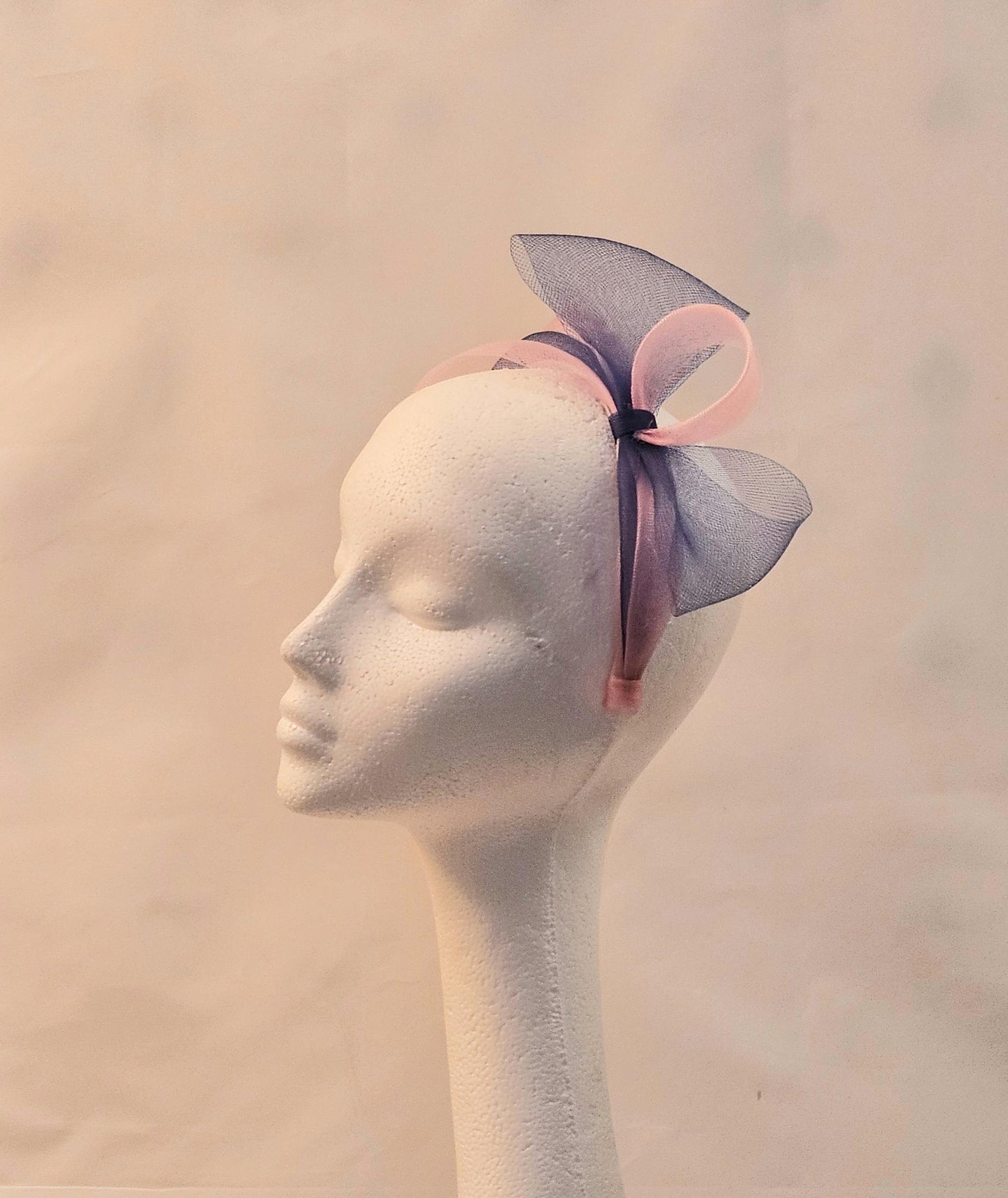 Pink & Blue Bow Fascinator Headband: Wedding, Ascot, Tea Party