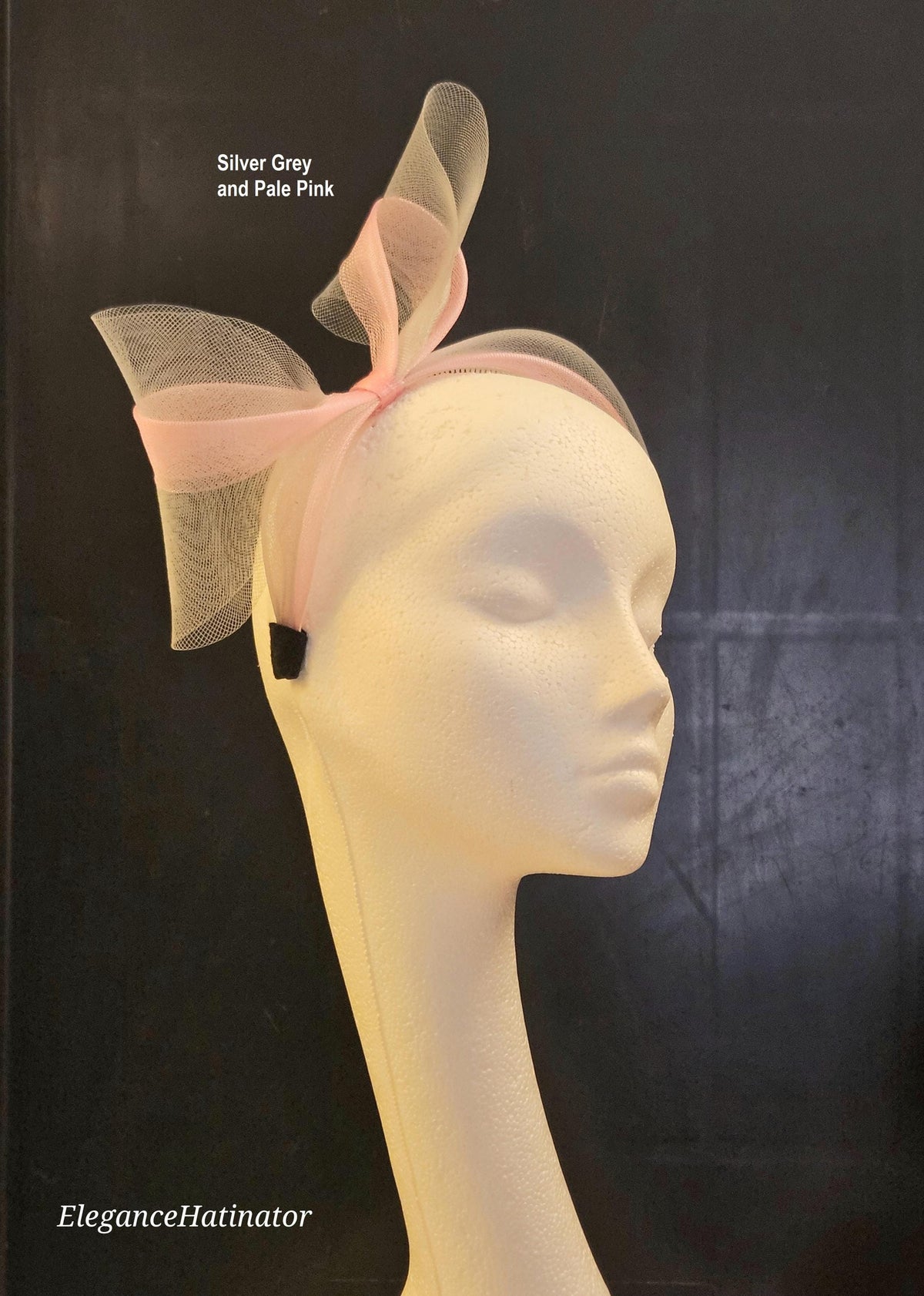 Silver Grey & Navy Bow Fascinator Headband: Ascot Wedding Headwear