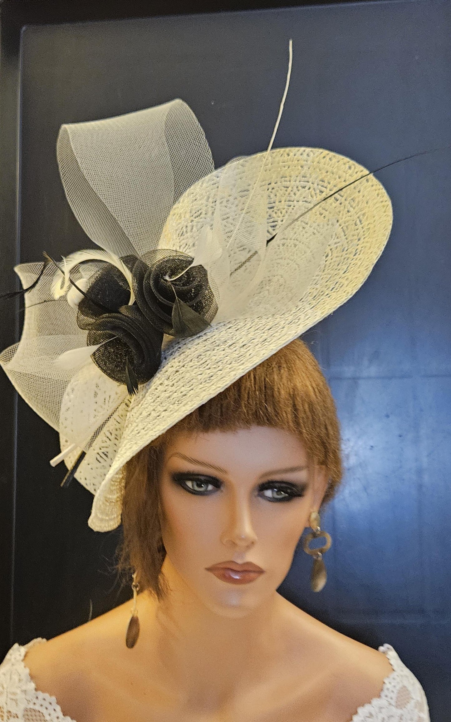 Ivory & Black Feather Fascinator: Kentucky Derby Royal Ascot Hat