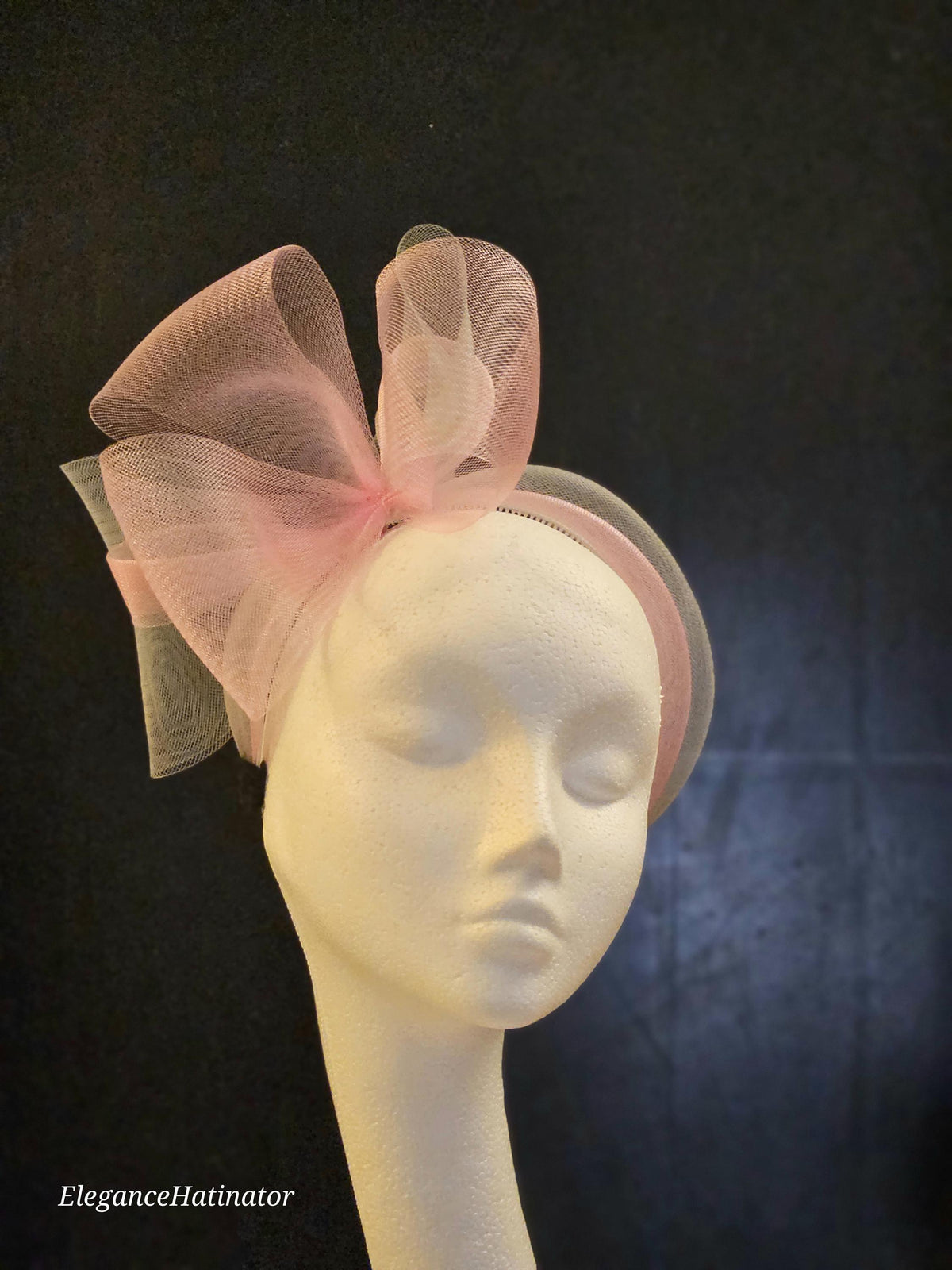 Pink and Silver grey headband fascinator