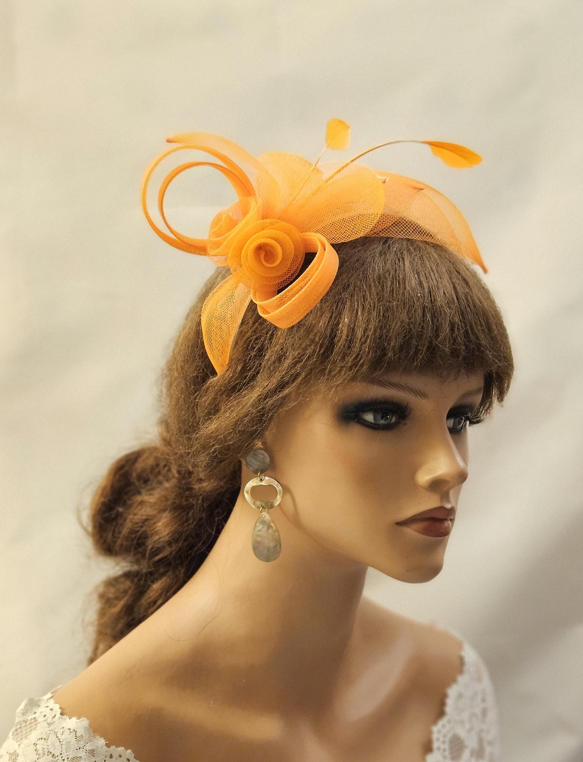 Orange Crinoline Fascinator Headband: Wedding, Race & Tea Party