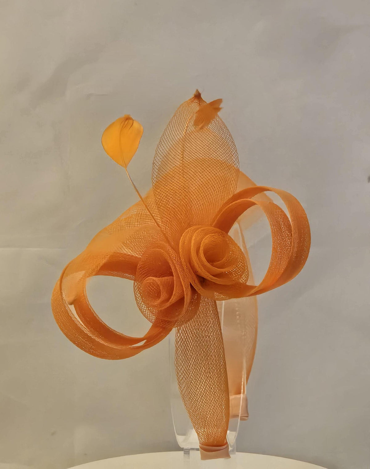 Orange Fascinator Headband: Wedding Tea Party Headpiece