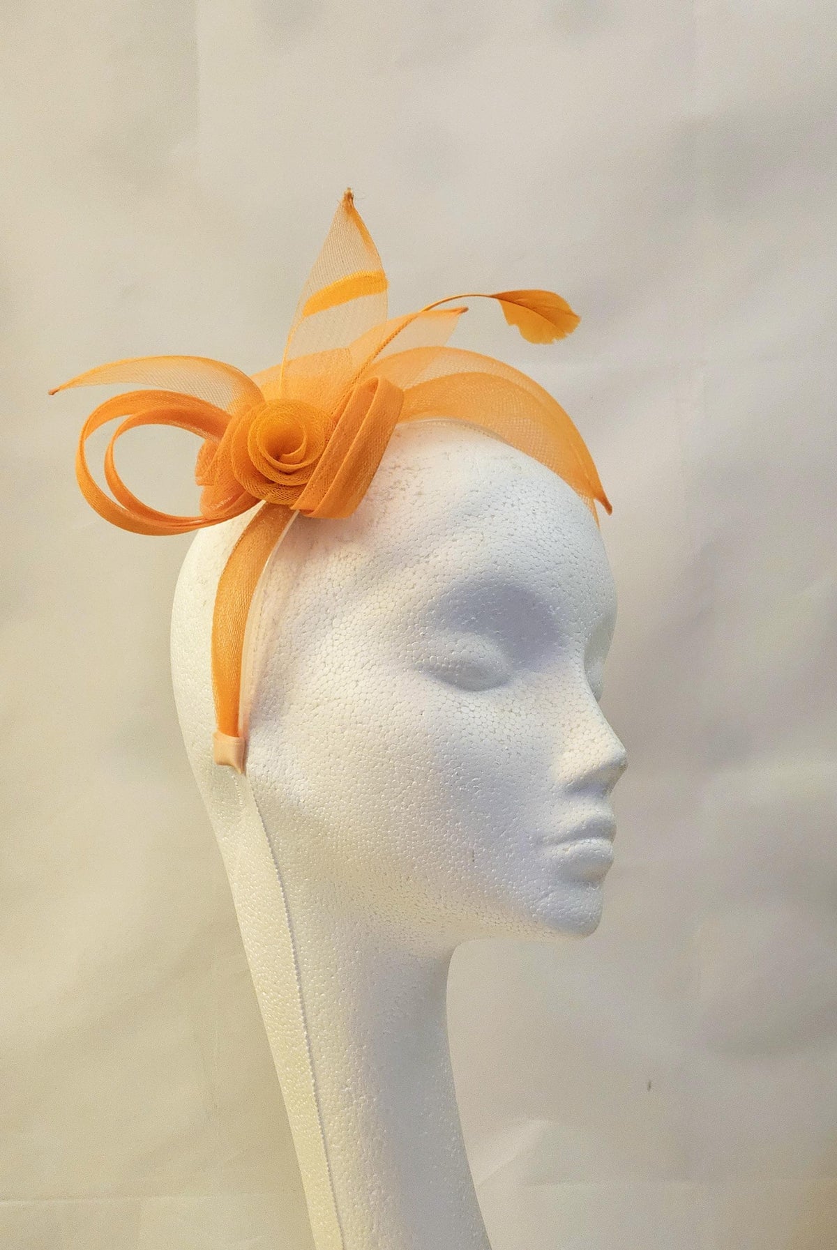 Orange Crinoline Fascinator Headband: Wedding, Race & Tea Party