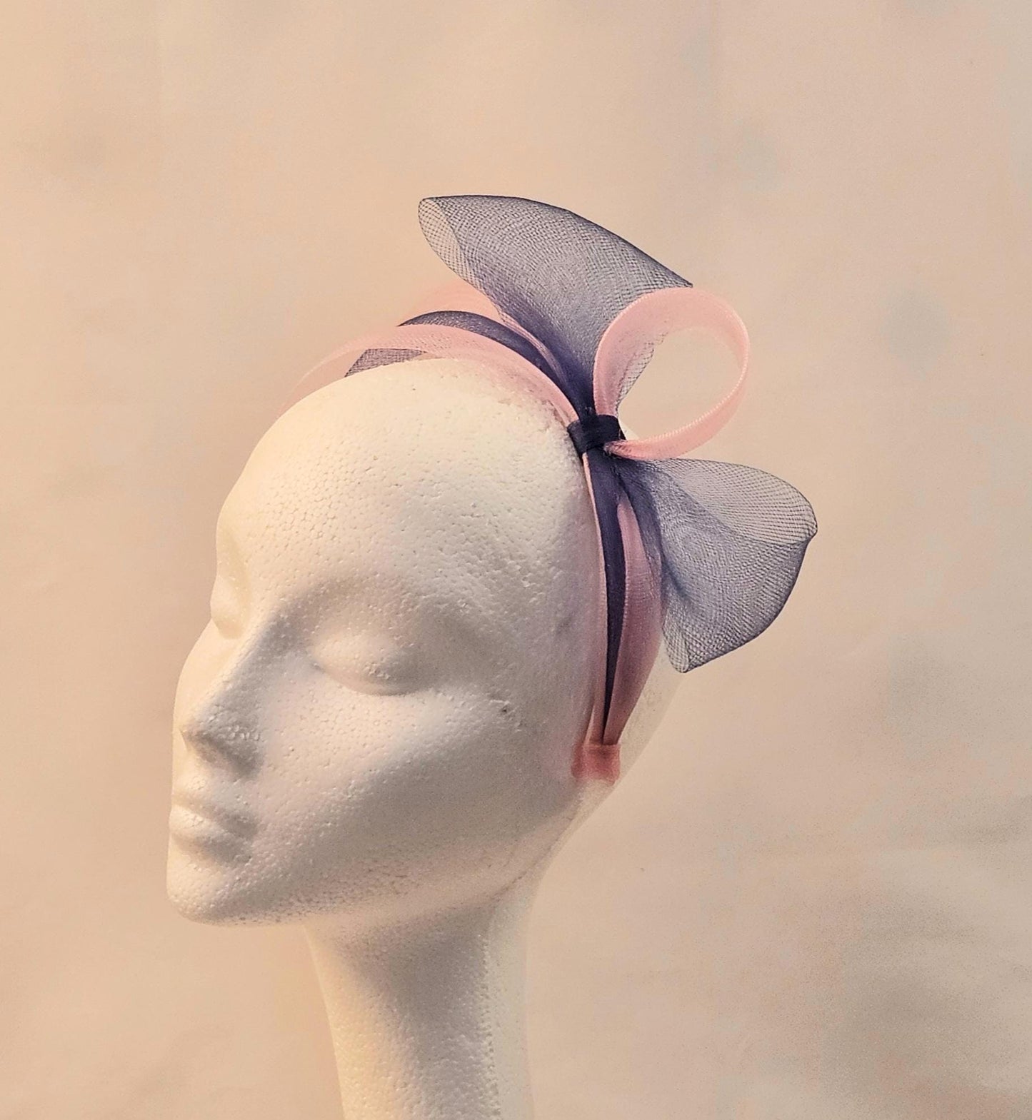 Pink & Blue Bow Fascinator Headband: Wedding, Ascot, Tea Party