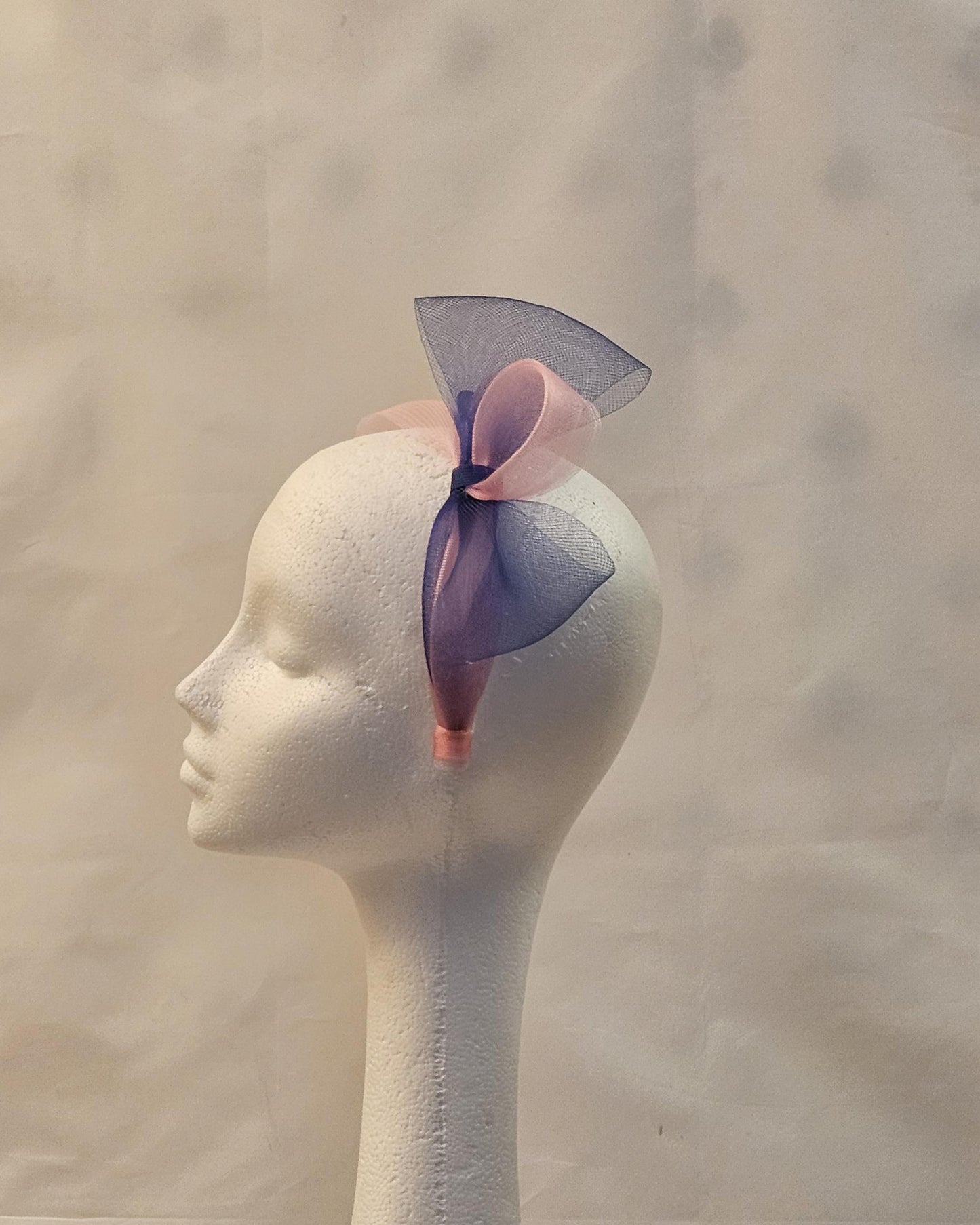 Pink & Blue Bow Fascinator Headband: Wedding, Ascot, Tea Party