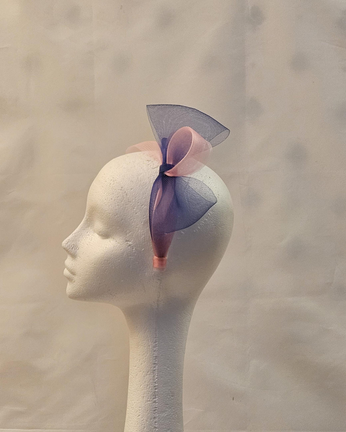Pink & Blue Bow Fascinator Headband: Wedding, Ascot, Tea Party