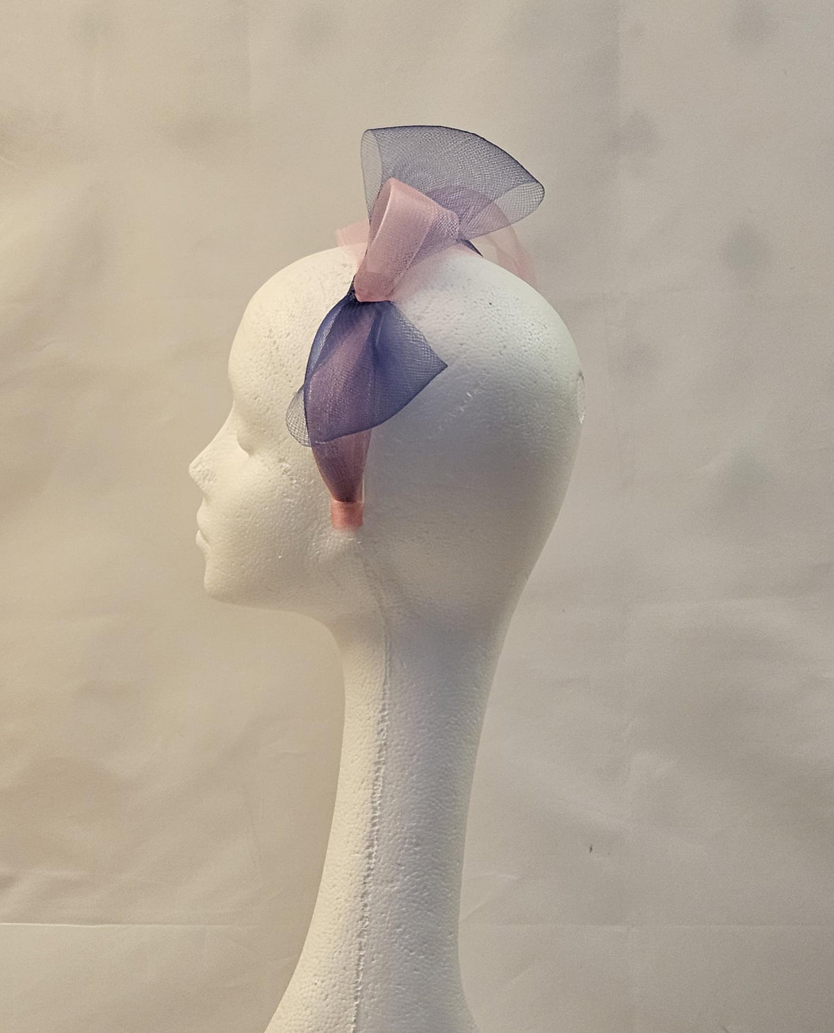 Pink & Blue Bow Fascinator Headband: Wedding, Ascot, Tea Party