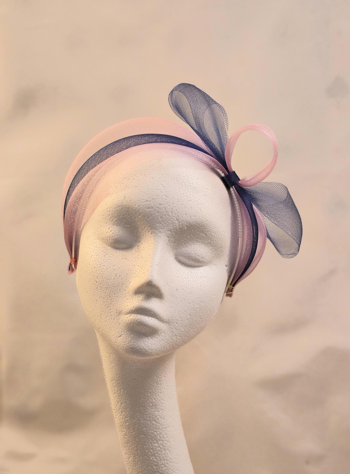 Pink & Blue Bow Fascinator Headband: Wedding, Ascot, Tea Party