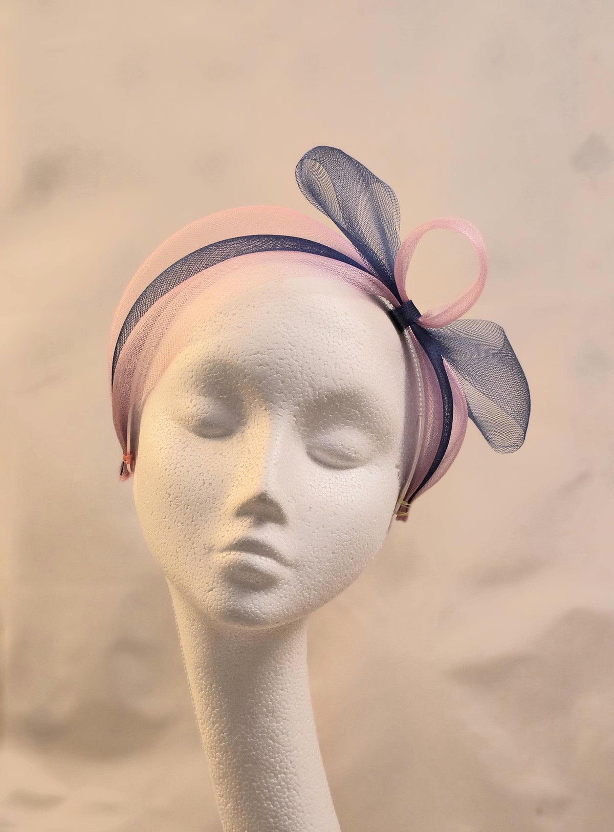 Pink & Blue Bow Fascinator Headband: Wedding, Ascot, Tea Party