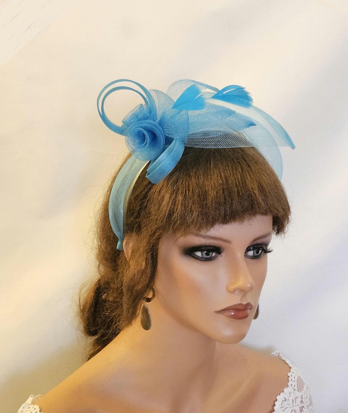 Turquoise Crinoline Fascinator: Wedding Guest Headband