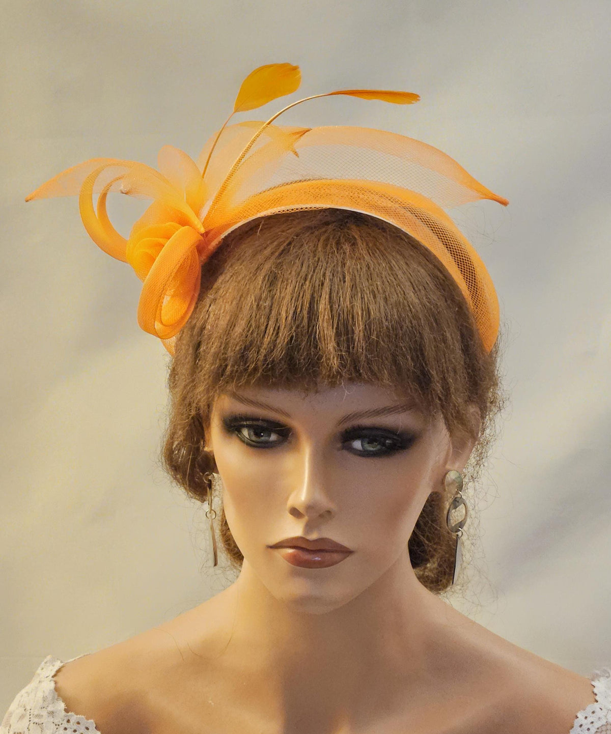 Orange Fascinator Headband: Wedding Tea Party Headpiece