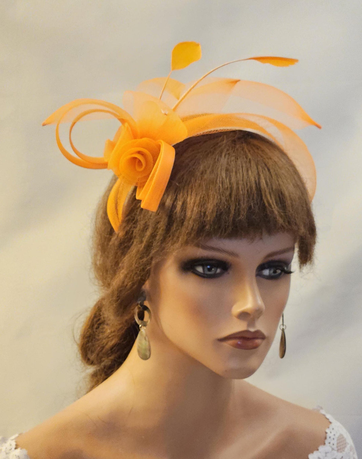 Orange Fascinator Headband: Wedding Tea Party Headpiece