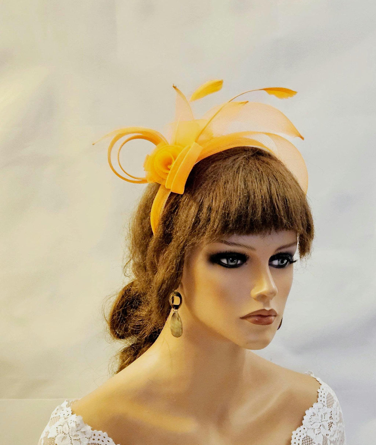 Orange Crinoline Fascinator Headband: Wedding, Race & Tea Party