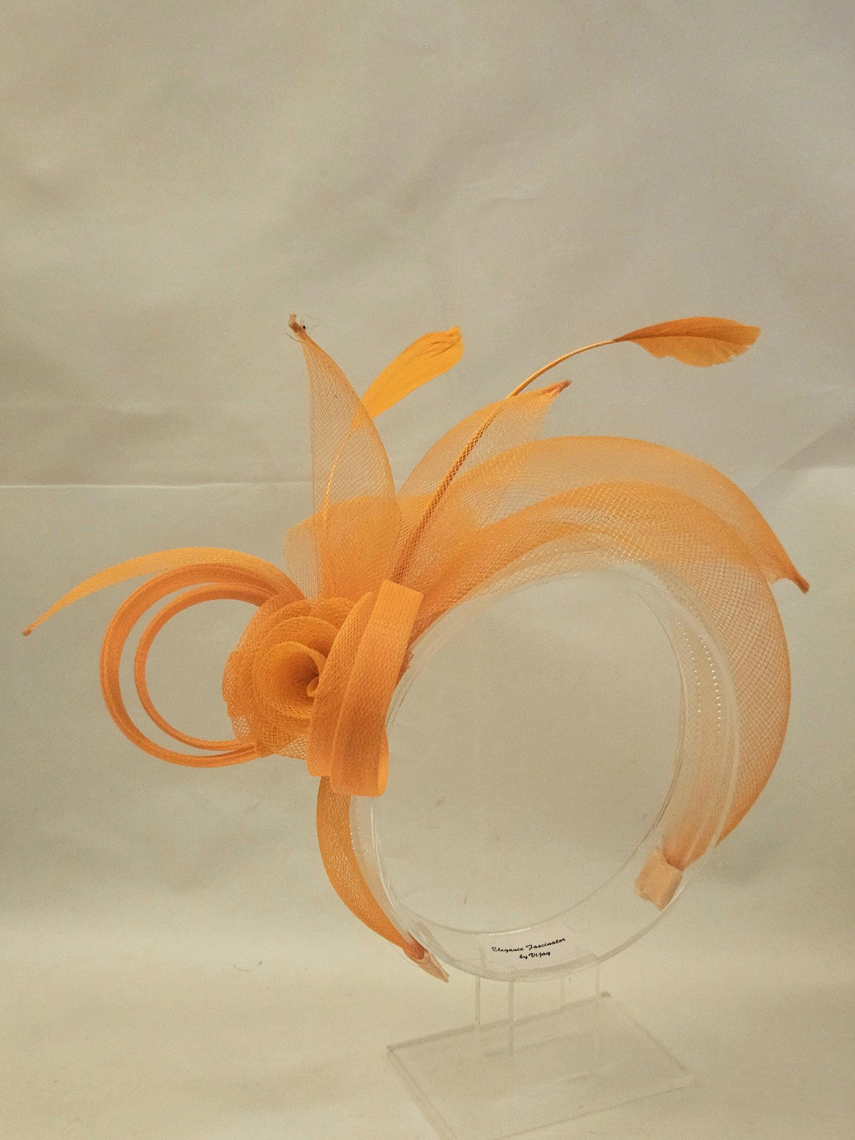 Orange & Navy Fascinator Headband: Wedding, Races, Tea Party