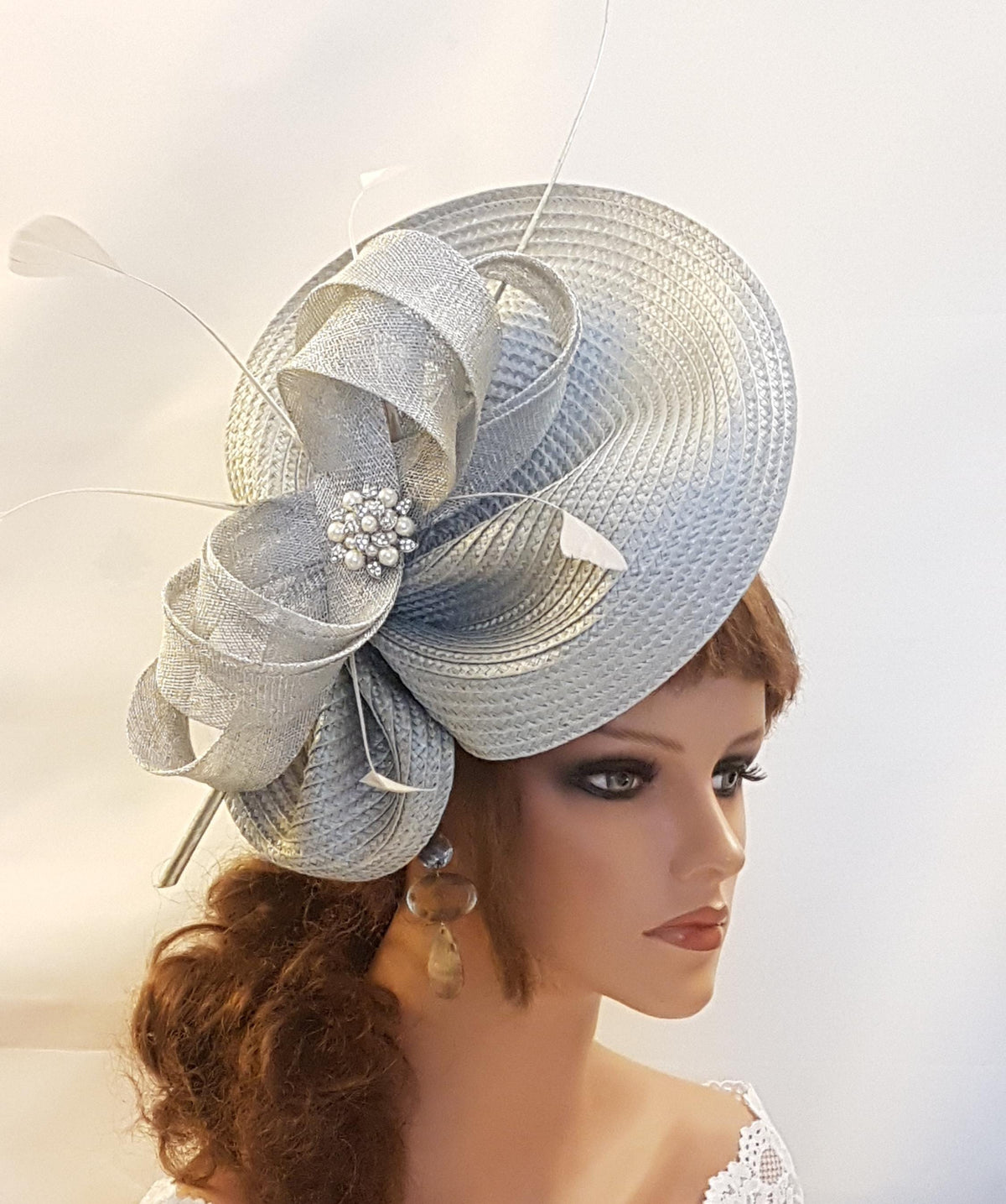 Silver grey hat fascinator for Mother of the bride