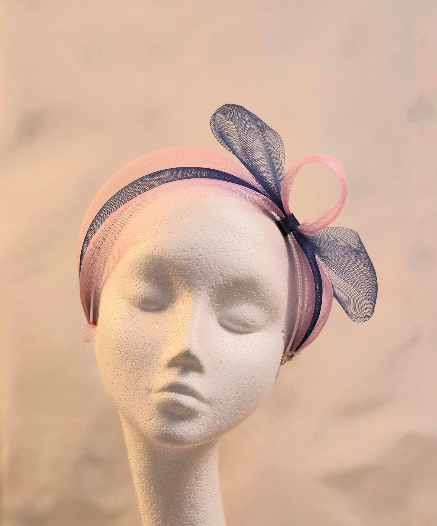 Pink & Blue Bow Fascinator Headband: Wedding, Ascot, Tea Party
