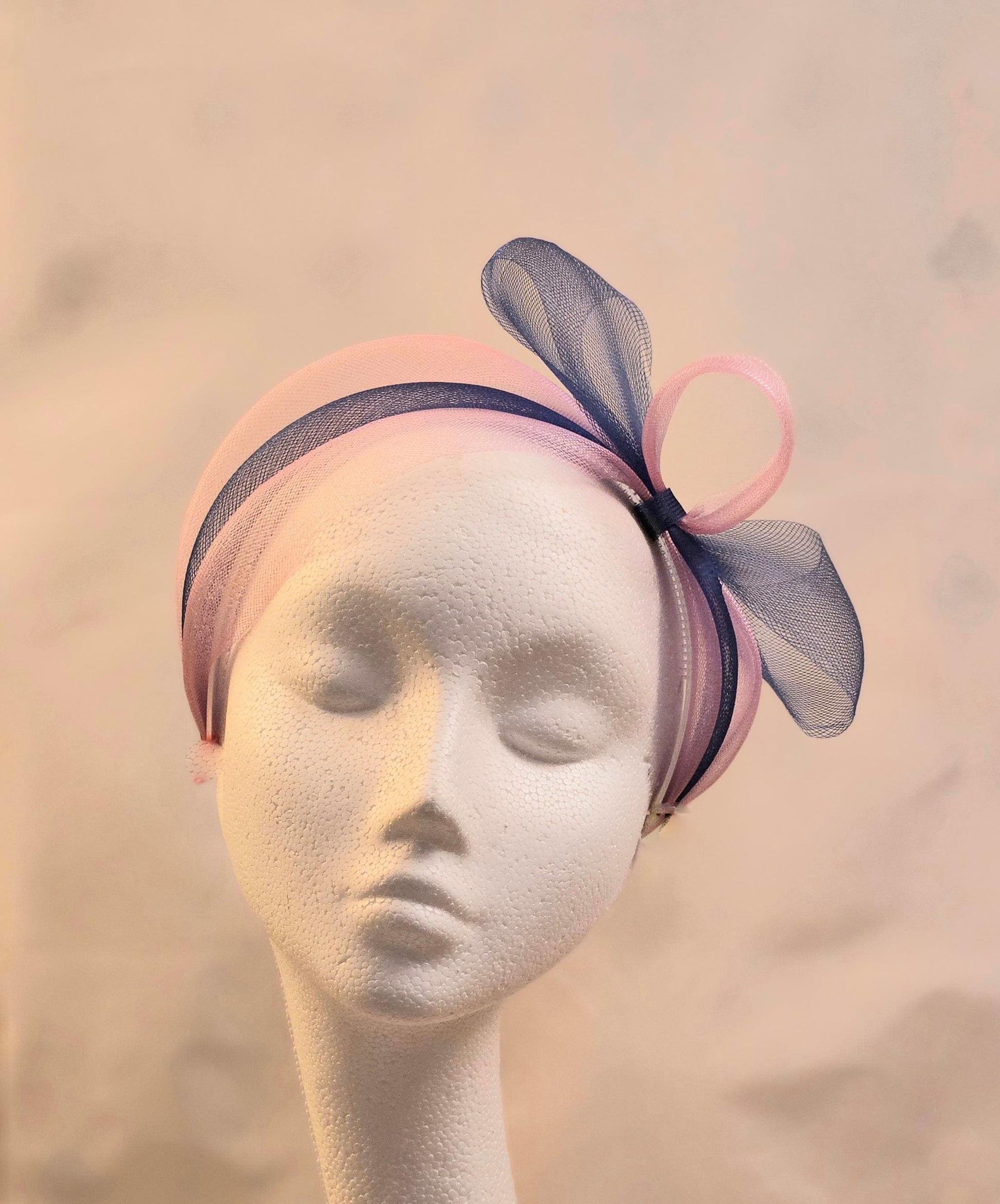 Pink & Blue Bow Fascinator Headband: Wedding, Ascot, Tea Party