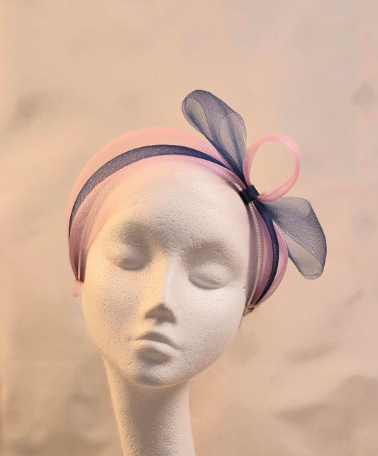 Pink & Blue Bow Fascinator Headband: Wedding, Ascot, Tea Party