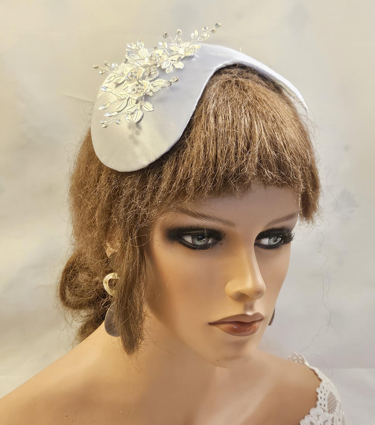 BRIDAL FASCINATOR hat Champagne wedding #fascinator bridal hair accessory 2Pc set Mini Bridal birdcage veil & hat Bridal Hat fascinator
