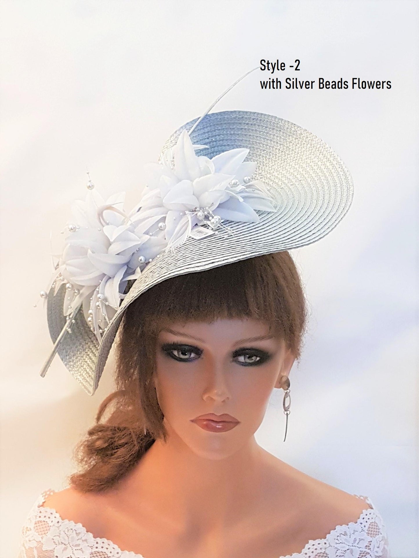 Silver Grey Floral Fascinator Hat: Mother of the bride, Wedding , Church, Race,Cocktail party hat ELEGANCEFASCINATOR UK