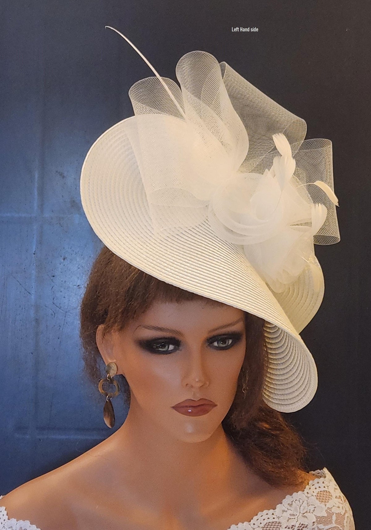 White mother of the bride hat fascinator