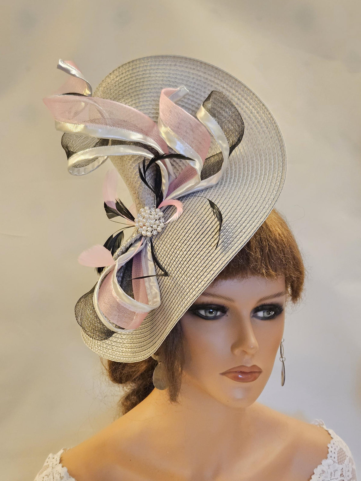 Silver Grey Fascinator for Ascot, TeaParty,  and wedding