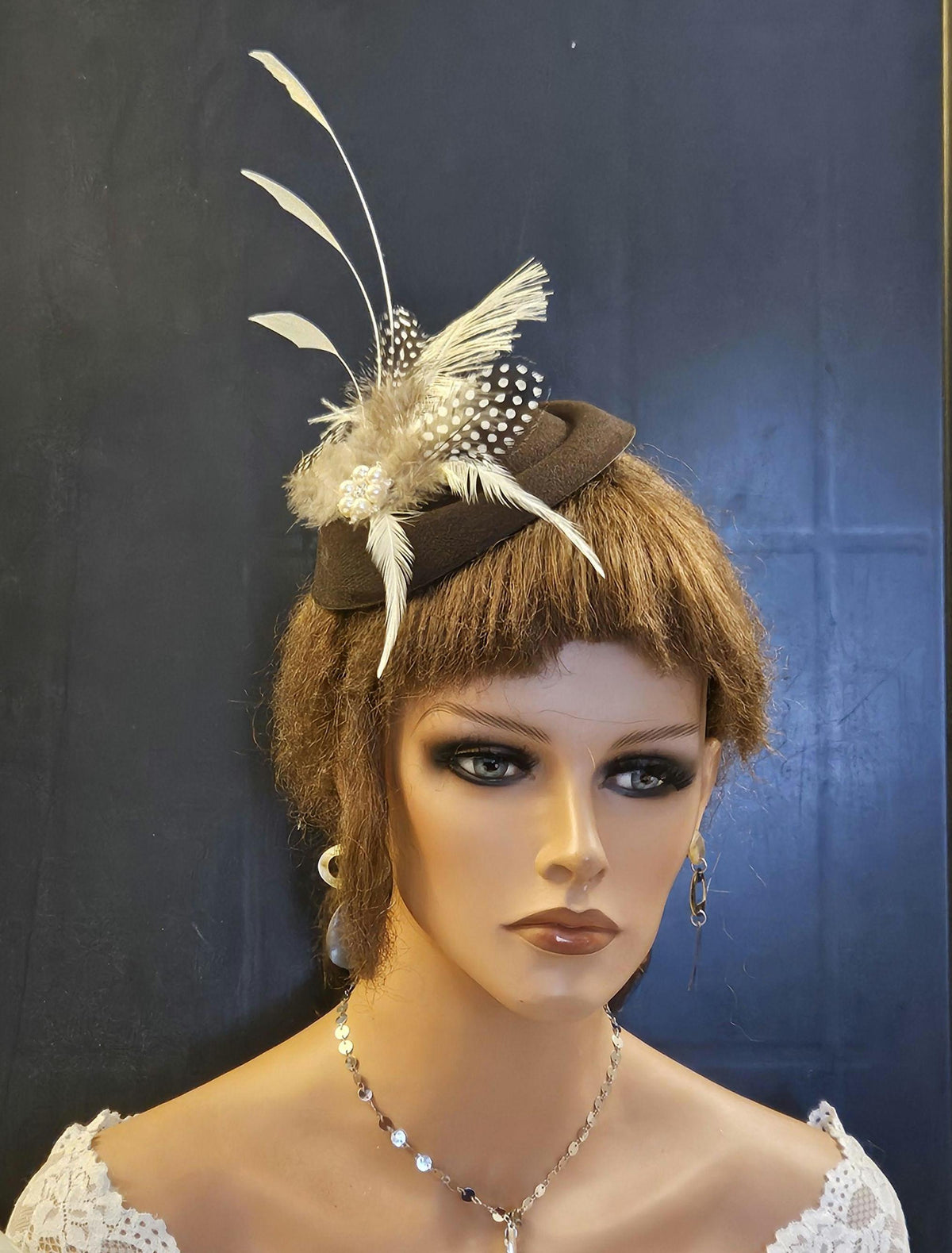 Brown Feather hat Fascinator. Wedding Fascinator. Ascot hat Fascinator