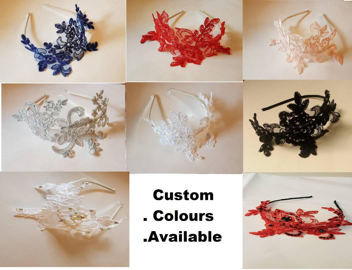 Black Lace Fascinator Headband: Vintage Cocktail Party Headpiece