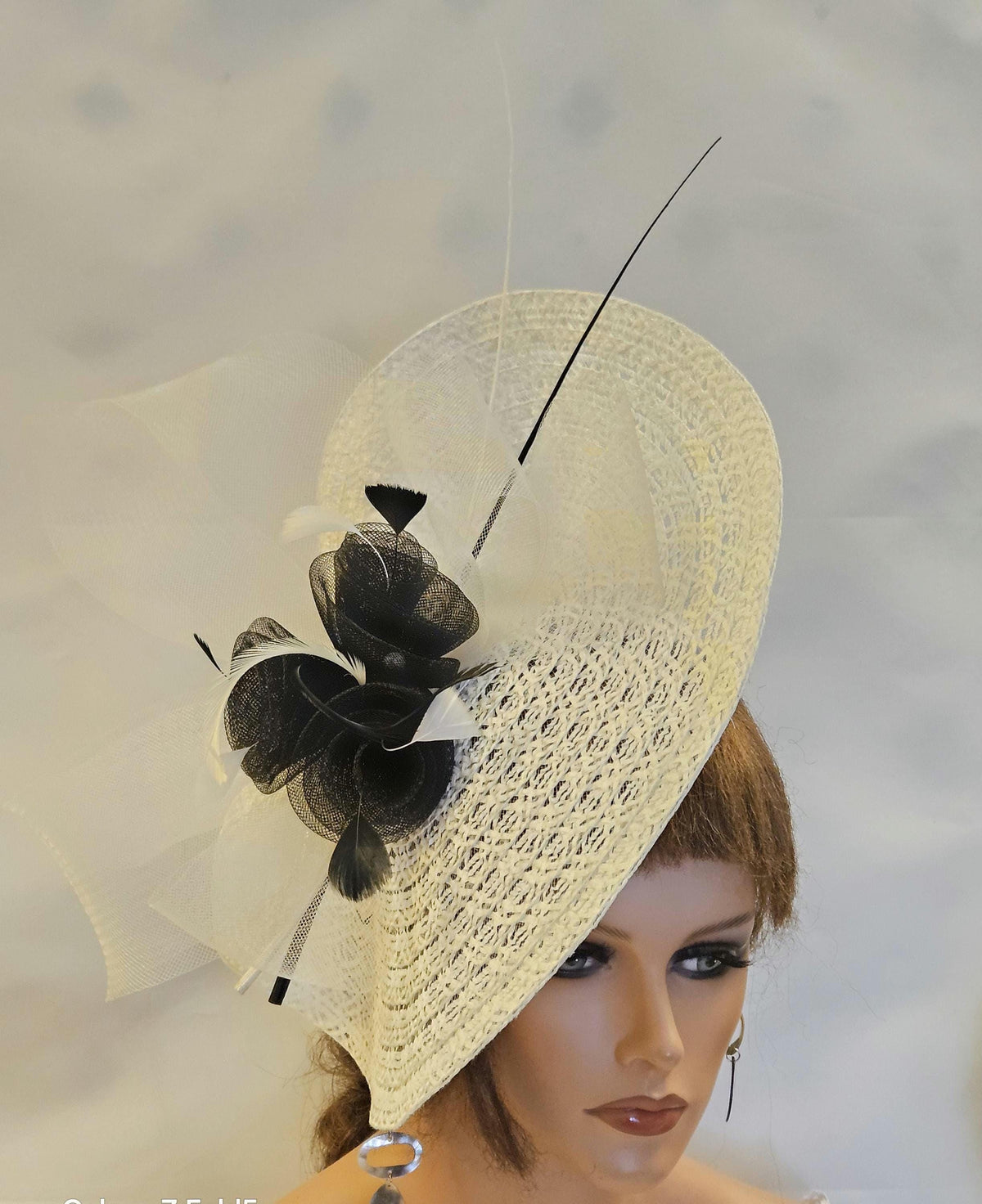 Ivory & Black Feather Fascinator: Kentucky Derby Royal Ascot Hat