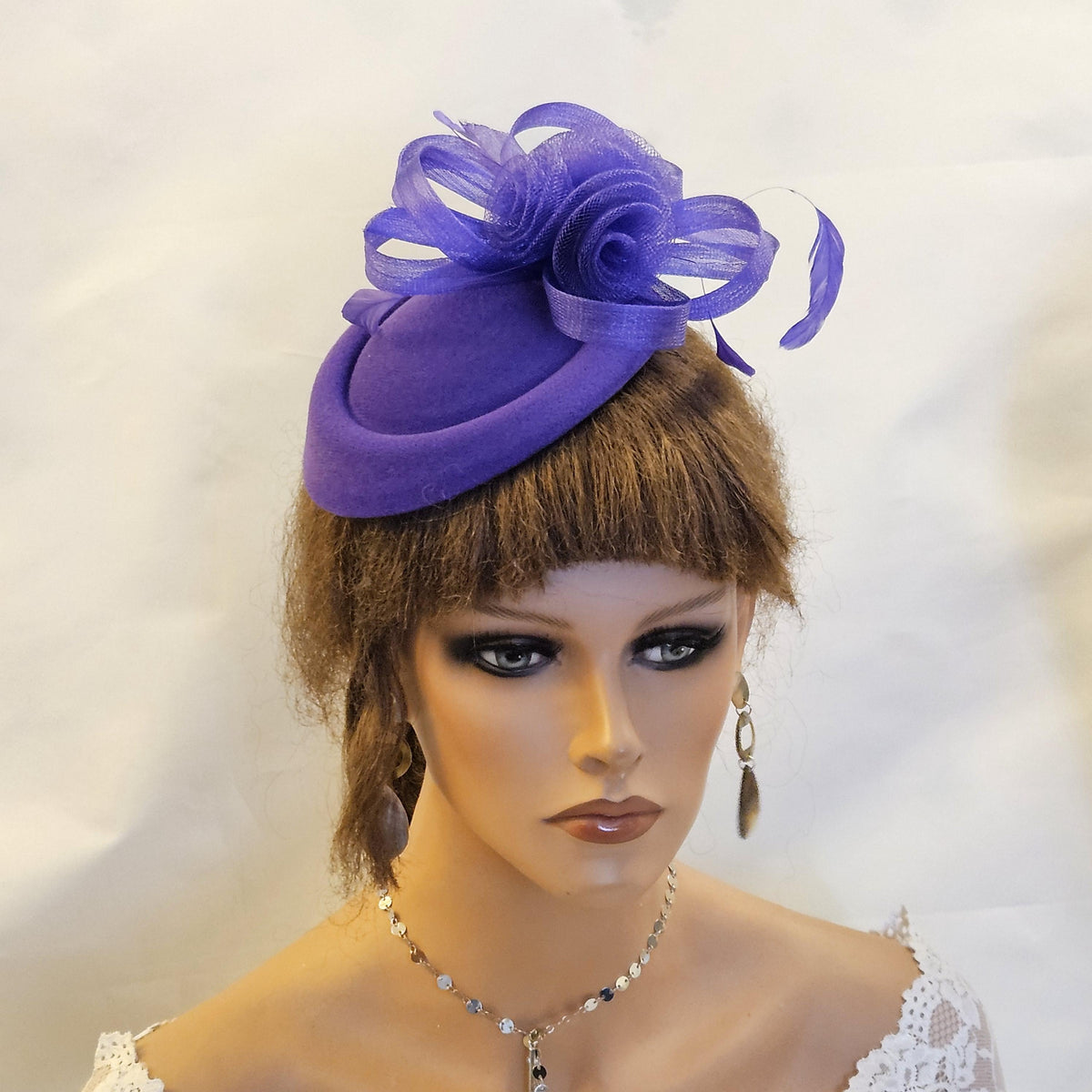 Purple Fascinator Hat : Wedding Ascot Cocktail parties Headpiece