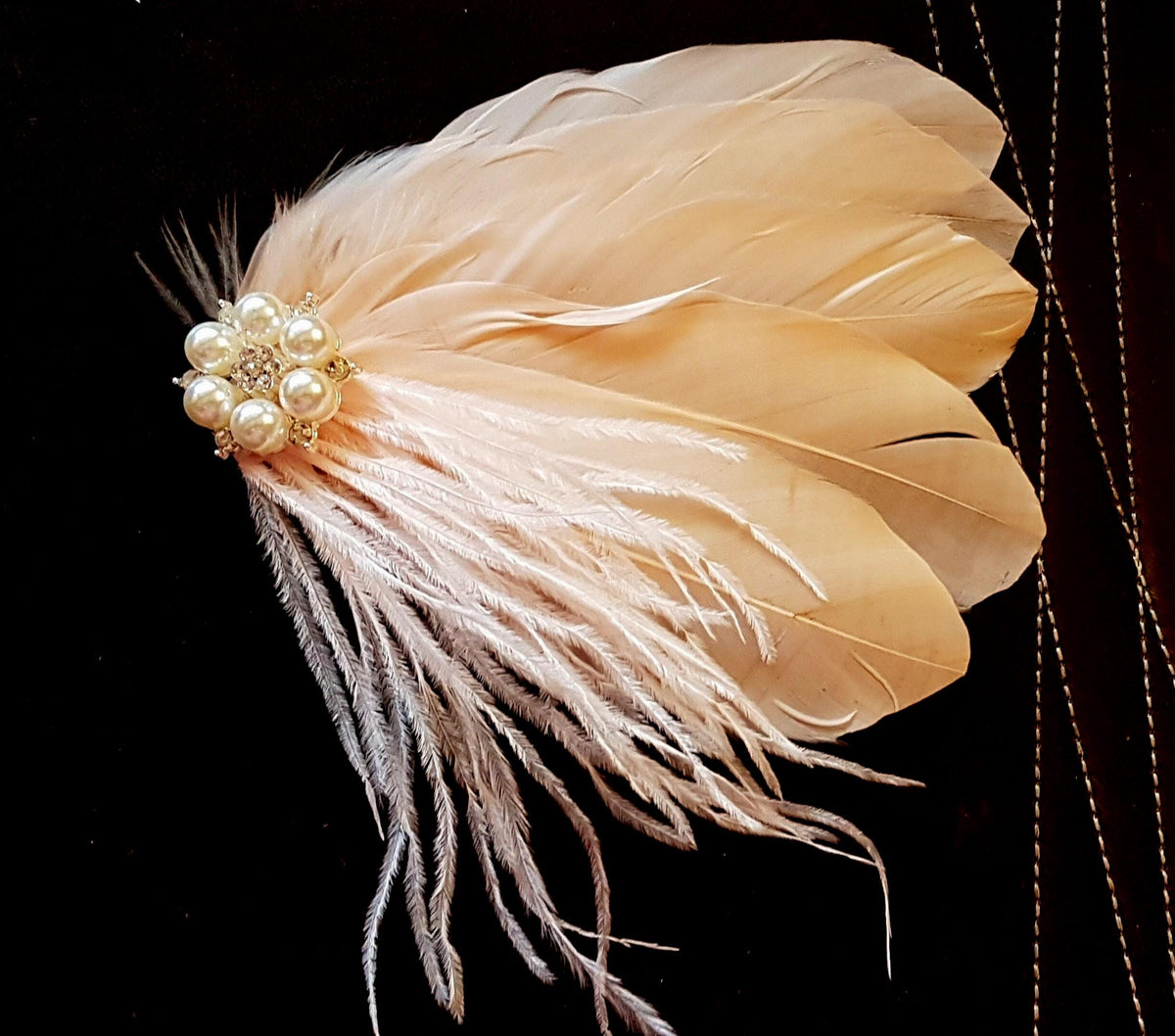 Pale Nude /champagne feather fascinator clip