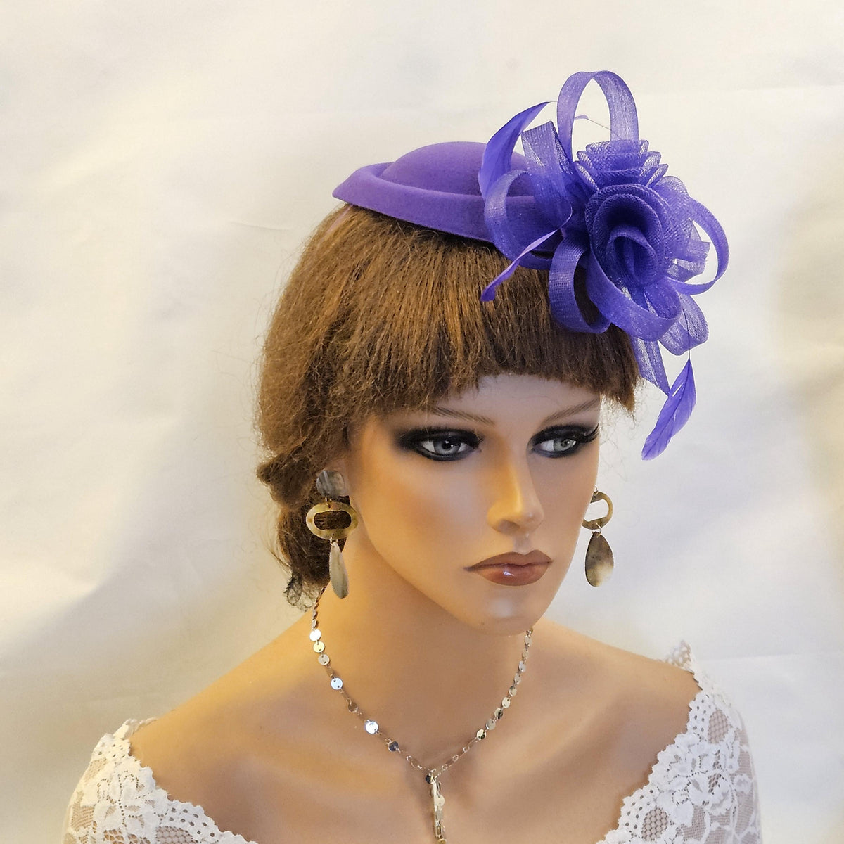 purple fascinator hat for wedding, Race,Kentucky Derby, Cocktail party