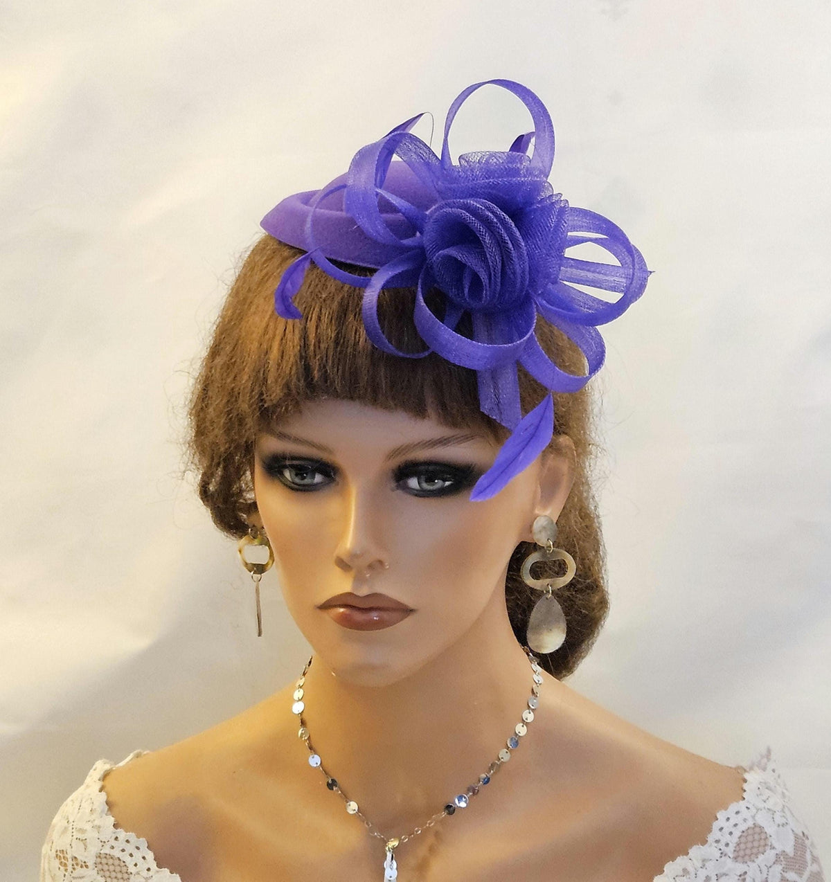 Purple Fascinator Hat : Wedding Ascot Cocktail parties Headpiece