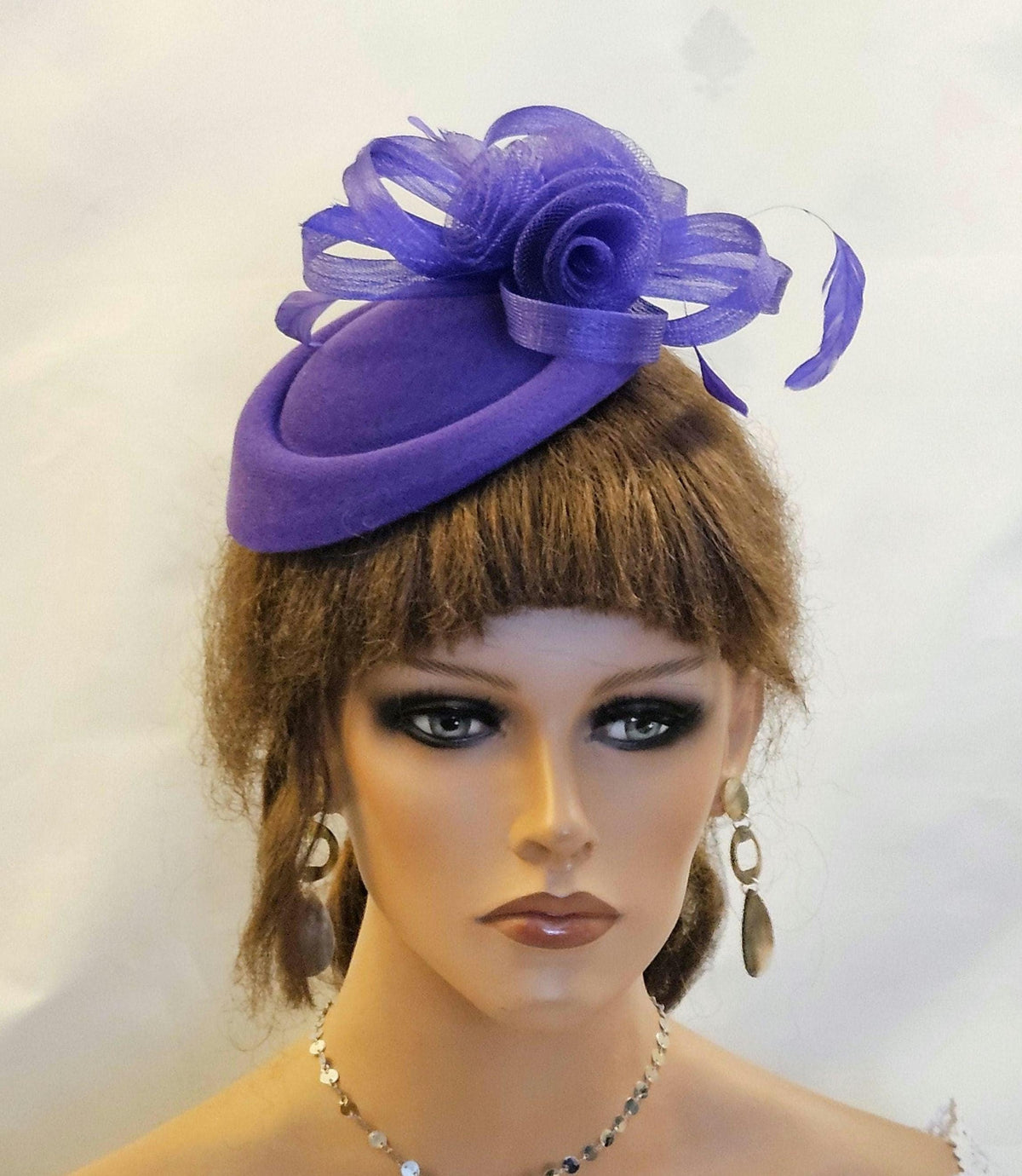 Purple pillbox hat fascinator