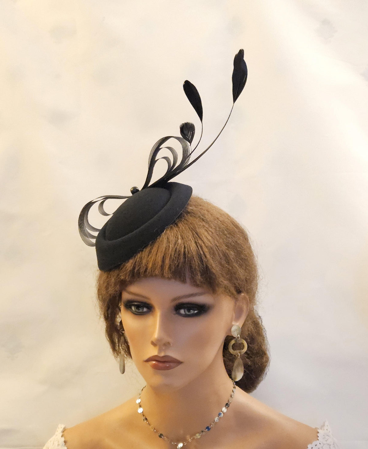 Black Fascinator Hat, Feathered Ascot Race Wedding Headpiece