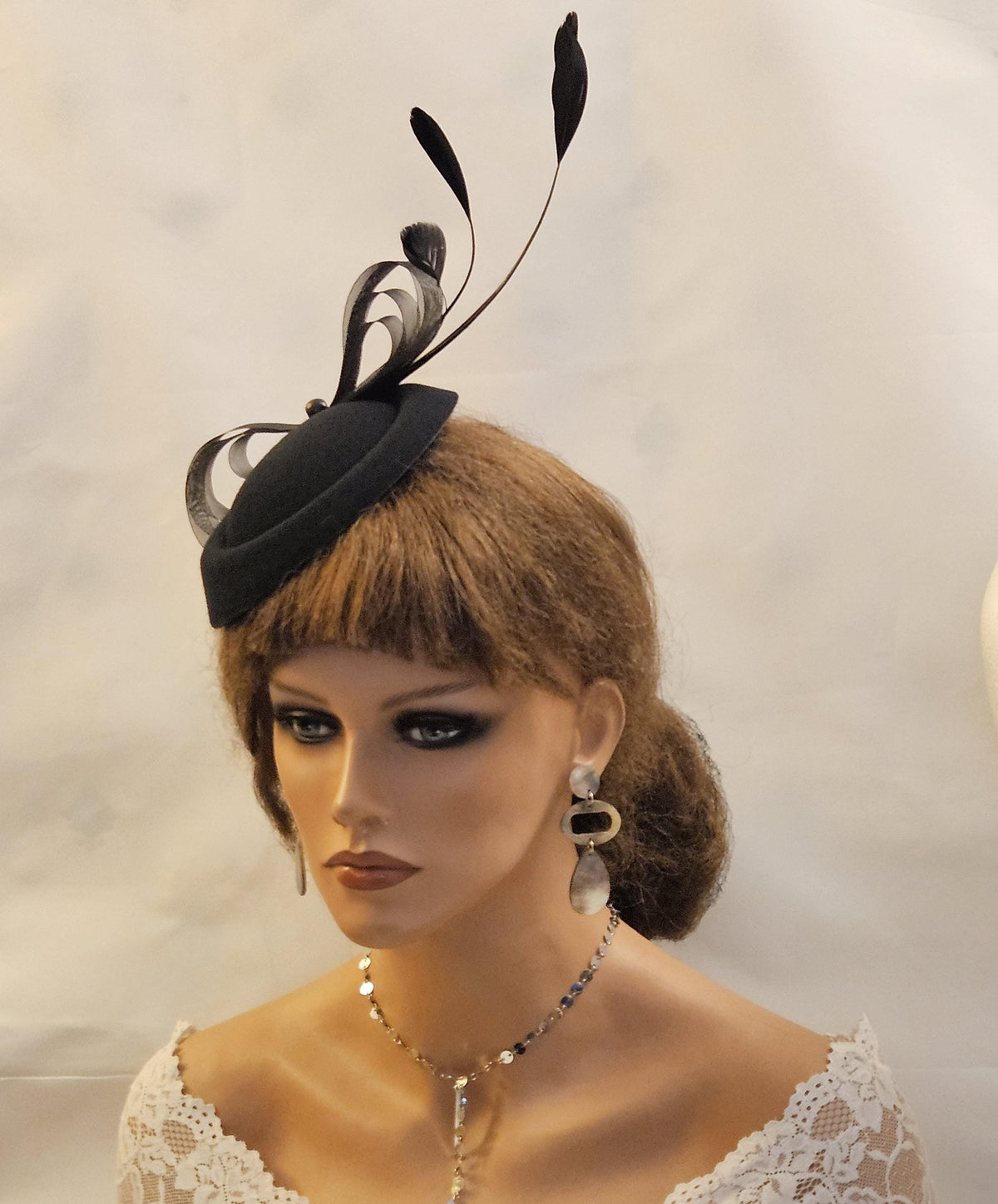 Black Fascinator Hat, Feathered Ascot Race Wedding Headpiece