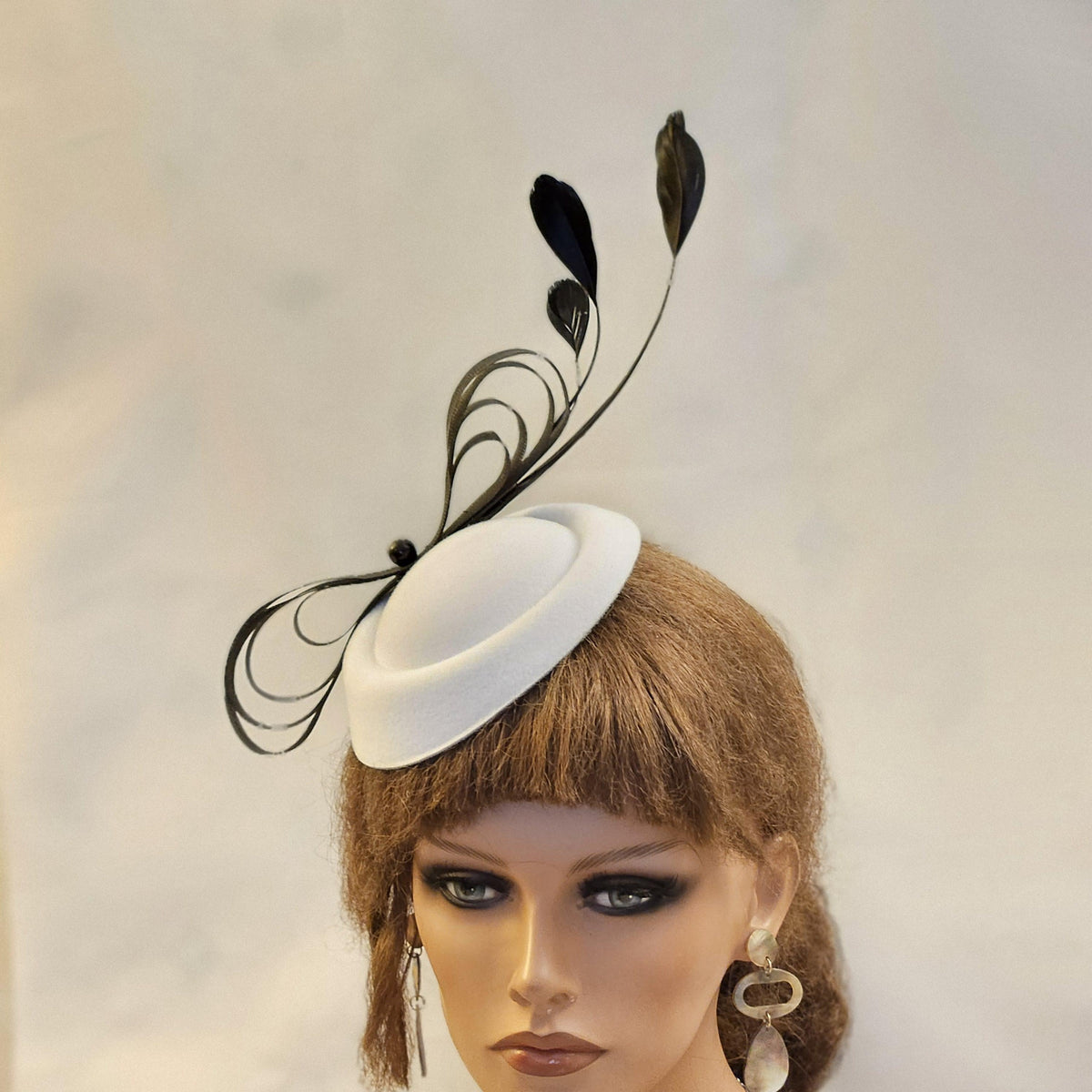 Black and White Fascinator Hat: Feathered Ascot Wedding Cocktail Party Headpiece