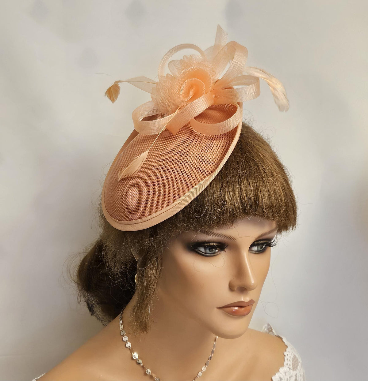 Peach Fascinator for wedding and Race