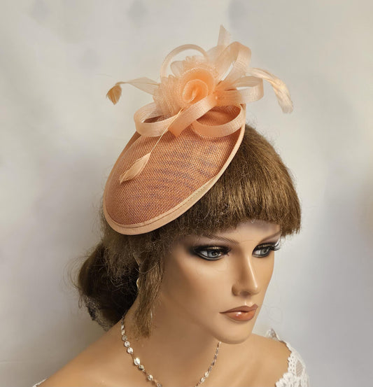 Peach Fascinator for wedding and Race