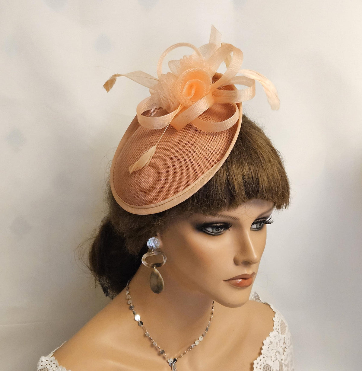 Peach wedding fascinator