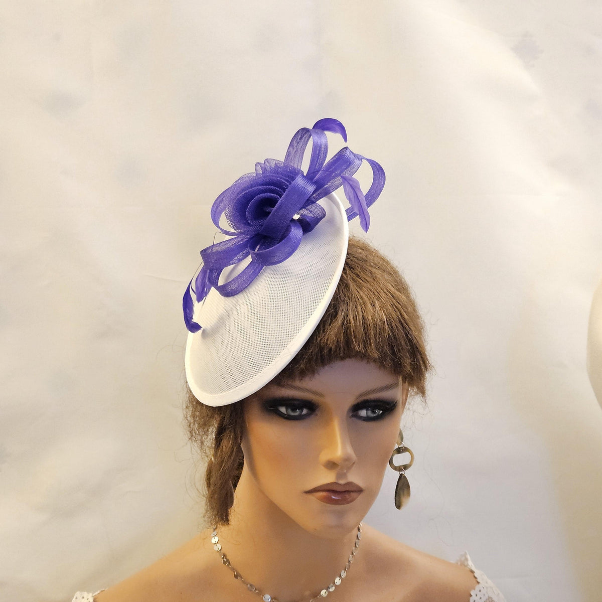 Fascinator for wedding.  purple and White Fascinator. Ascot hat. ladies day out hat fascinator
