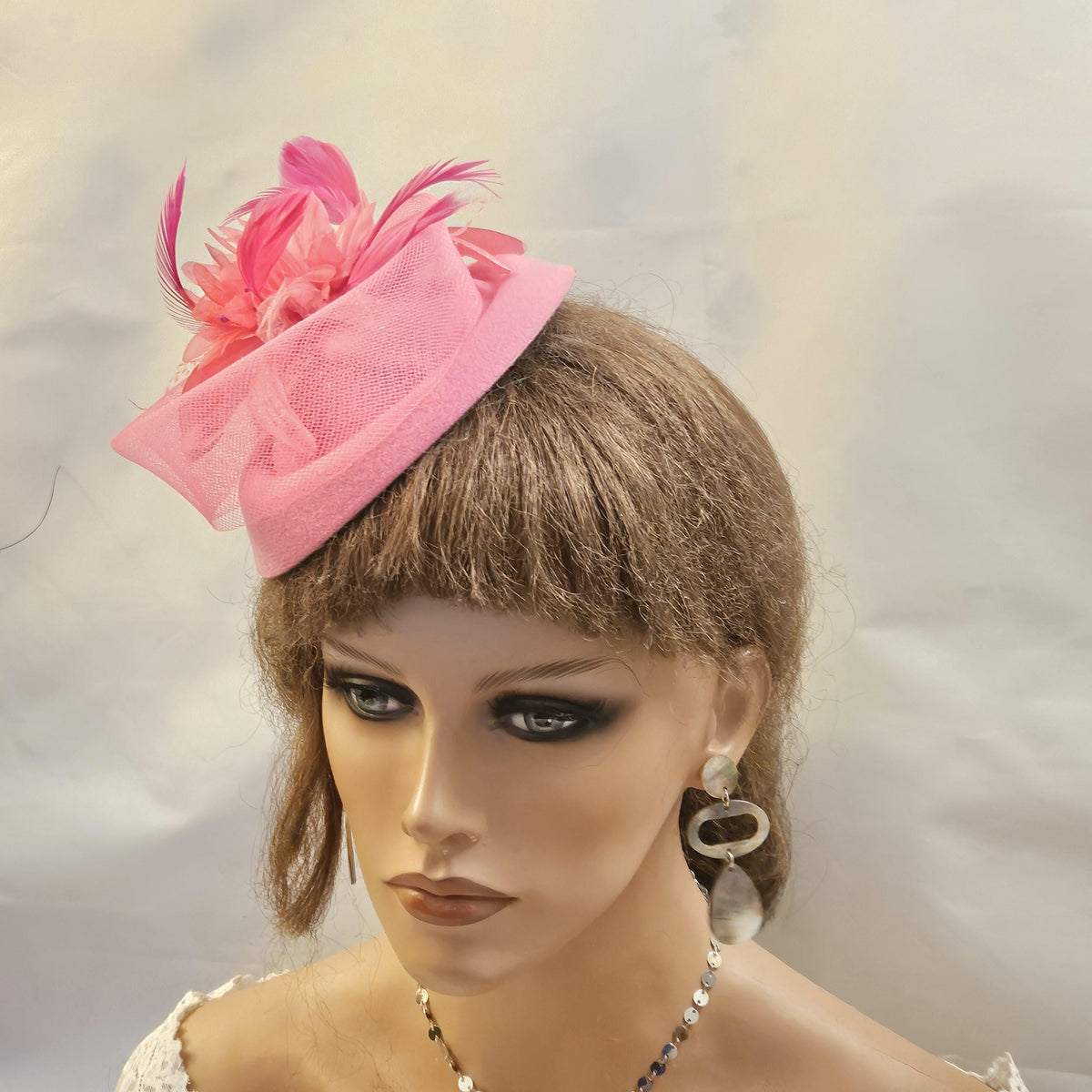 Pink Pillbox Fascinator Hat, Wedding ,Ascot, Race , party Hair Piece