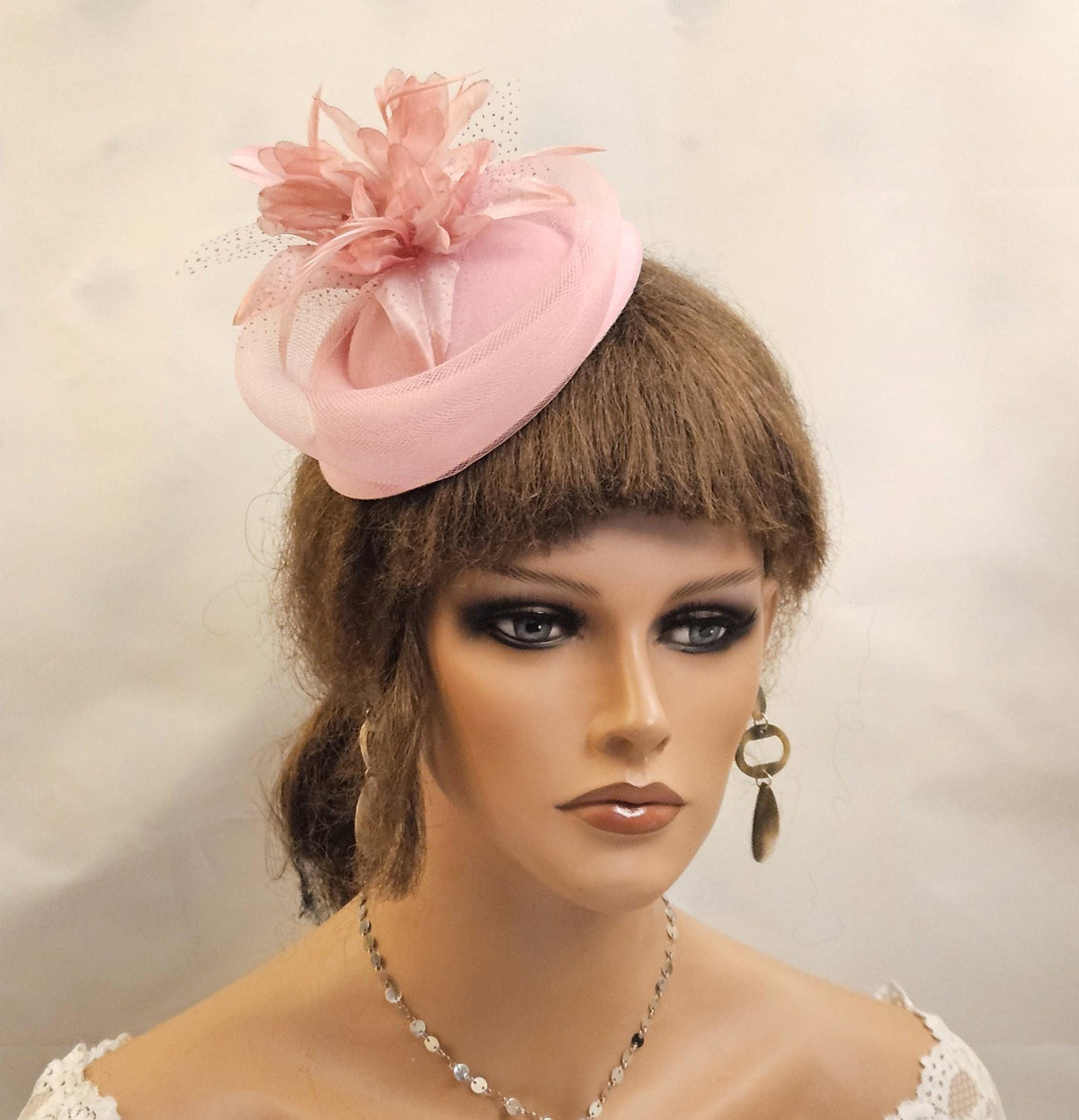 Pink Fascinator: Blush Pink Pillbox Hatinator Wedding Ascot Cocktail party hat