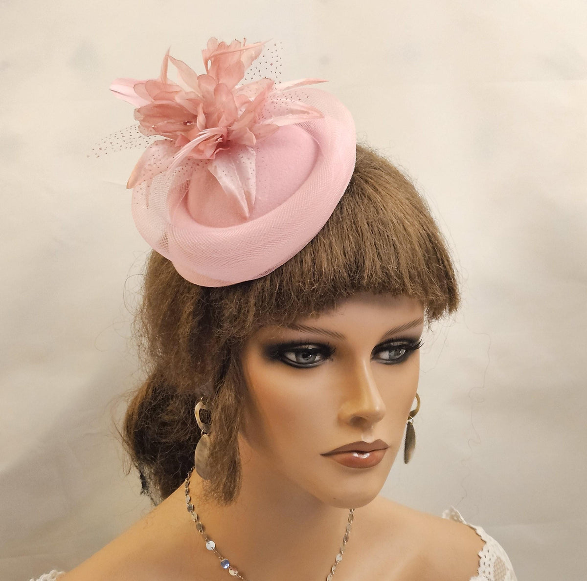 Pink Fascinator: Blush Pink Pillbox Hatinator Wedding Ascot Cocktail party hat