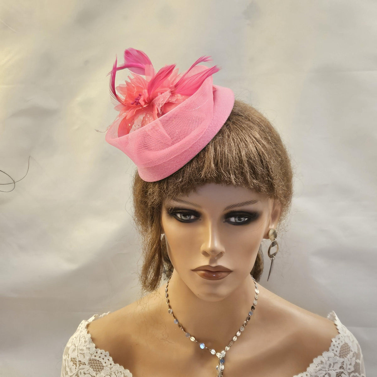 Pink Pillbox Fascinator Hat, Wedding ,Ascot, Race , party Hair Piece