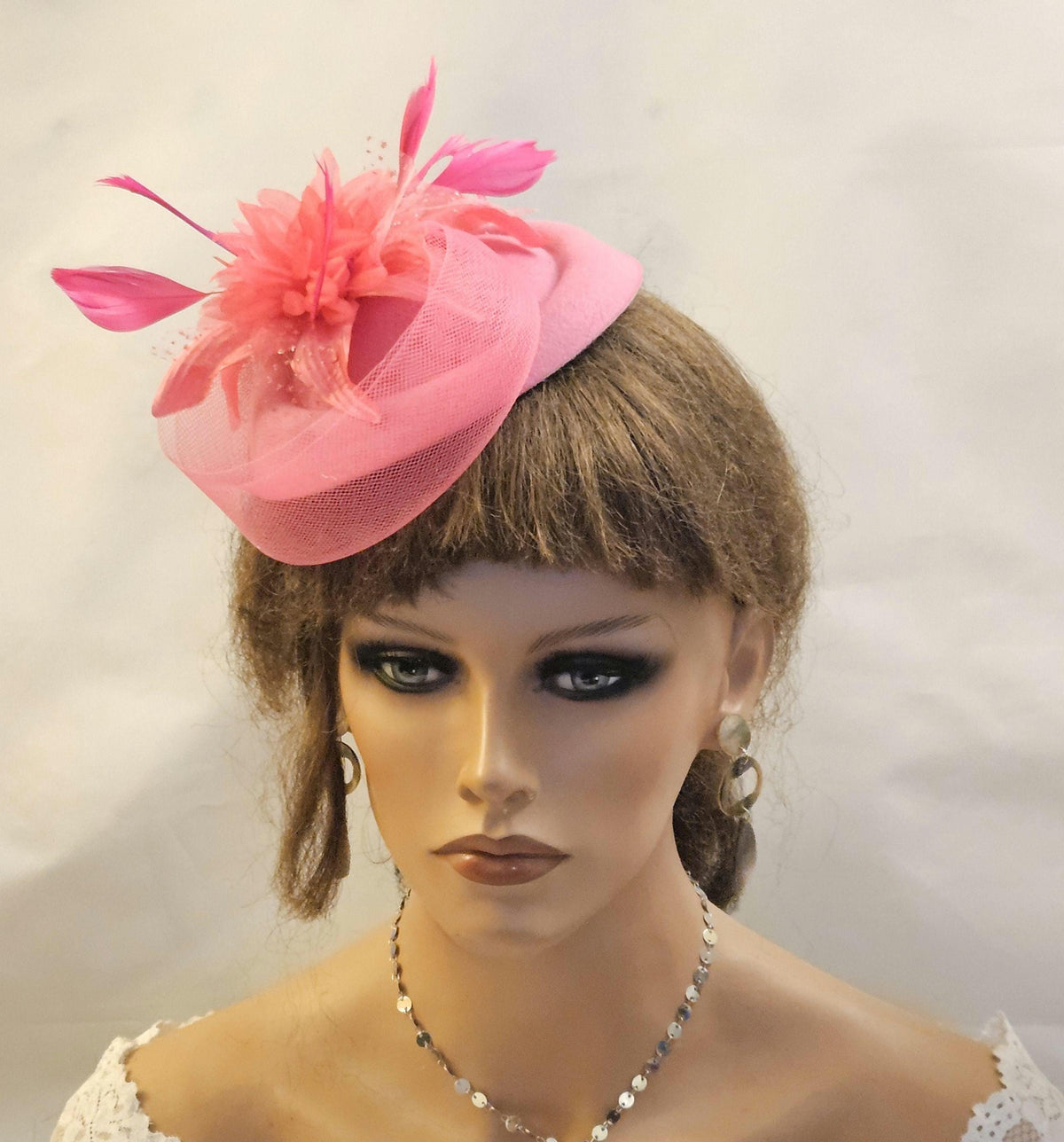 pillbox hat fascinator Pink