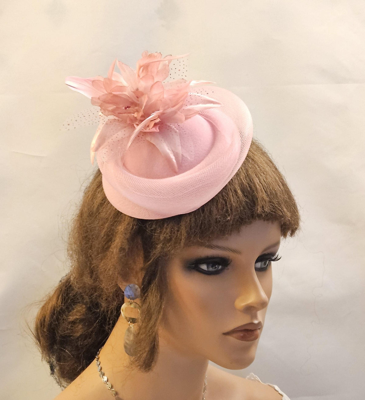 Pink Felt hat Fascinator for wedding, Ascot and parties