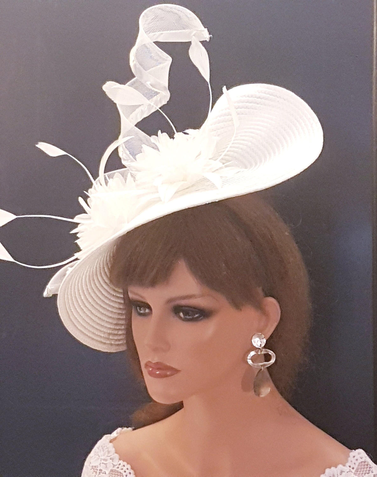 Large Straw weave hat fascinator for Kentucky Derby, Ascot,Races, Wedding and Tea party