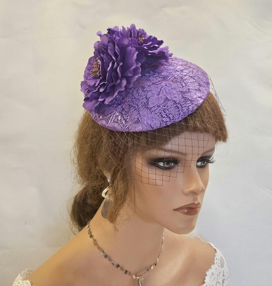 Purple Hat Fascinator Wedding Race Royal Ascot Kentucky derby Cocktail Hat Vintage inspired fascinator PURPLE and Gold Swirl hat Fascinator